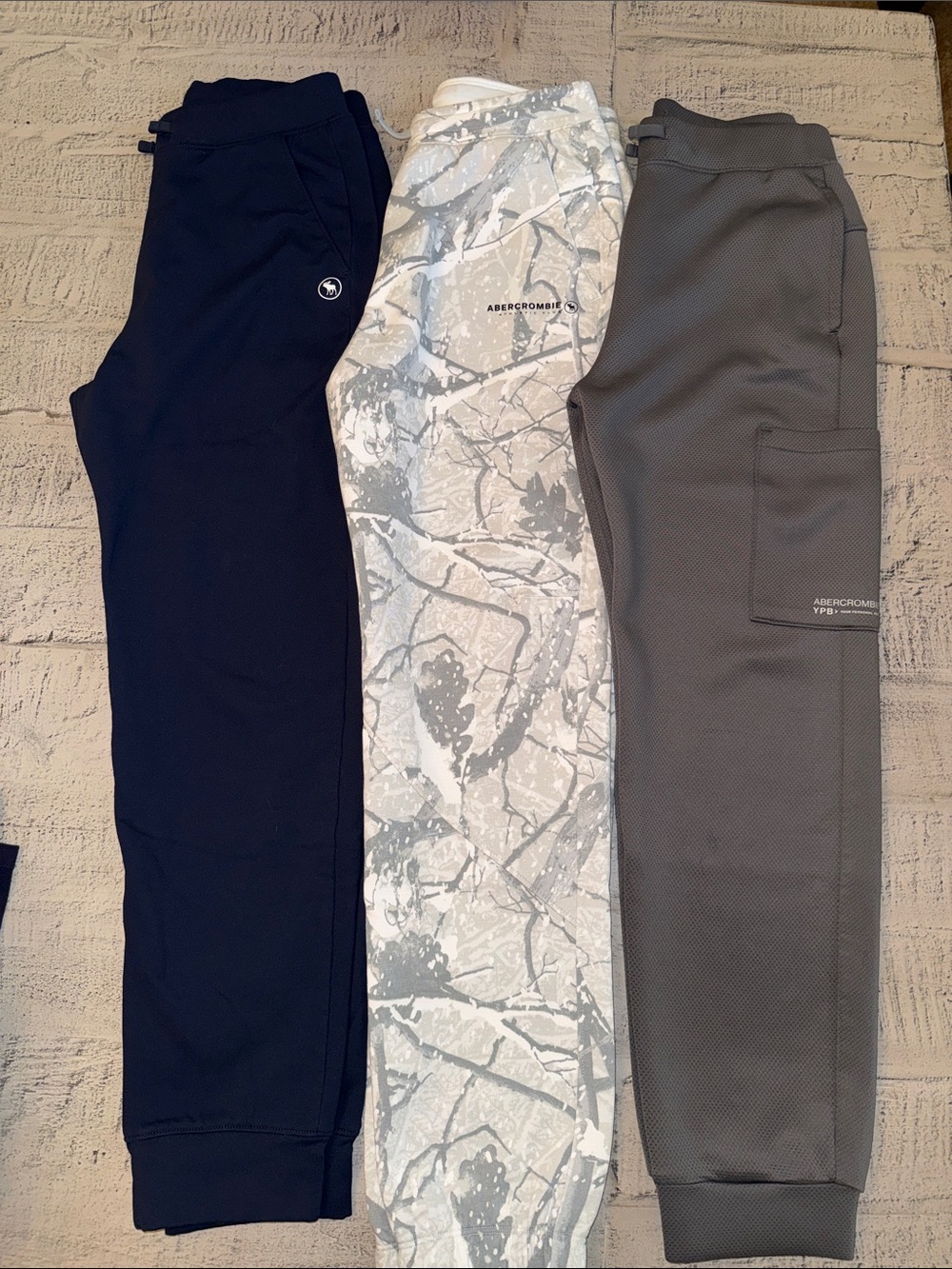 Abercrombie & Fitch Boys Navy, White Camo & Gray Kids Jogger Trio